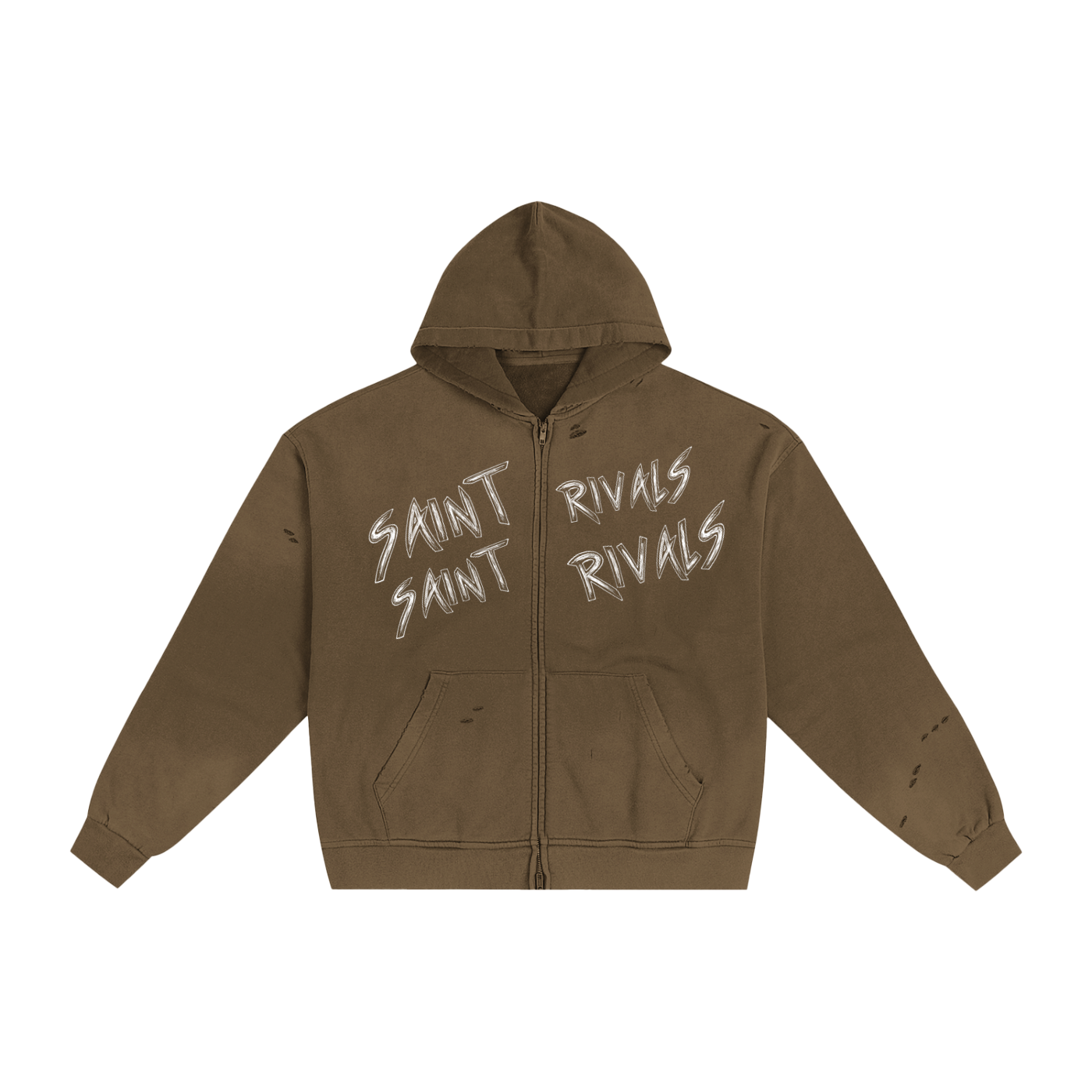Hand-Frayed Sunfade Zip Hoodie